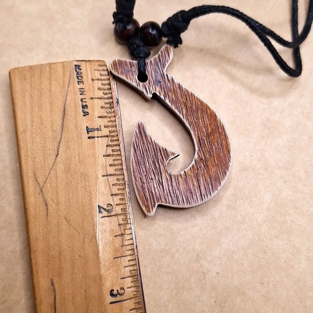 Maui Hawaiian fish hook necklace Rribal pendant nautical jewelry